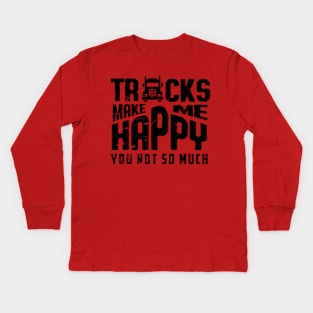 Trucks make me happy (black) Kids Long Sleeve T-Shirt